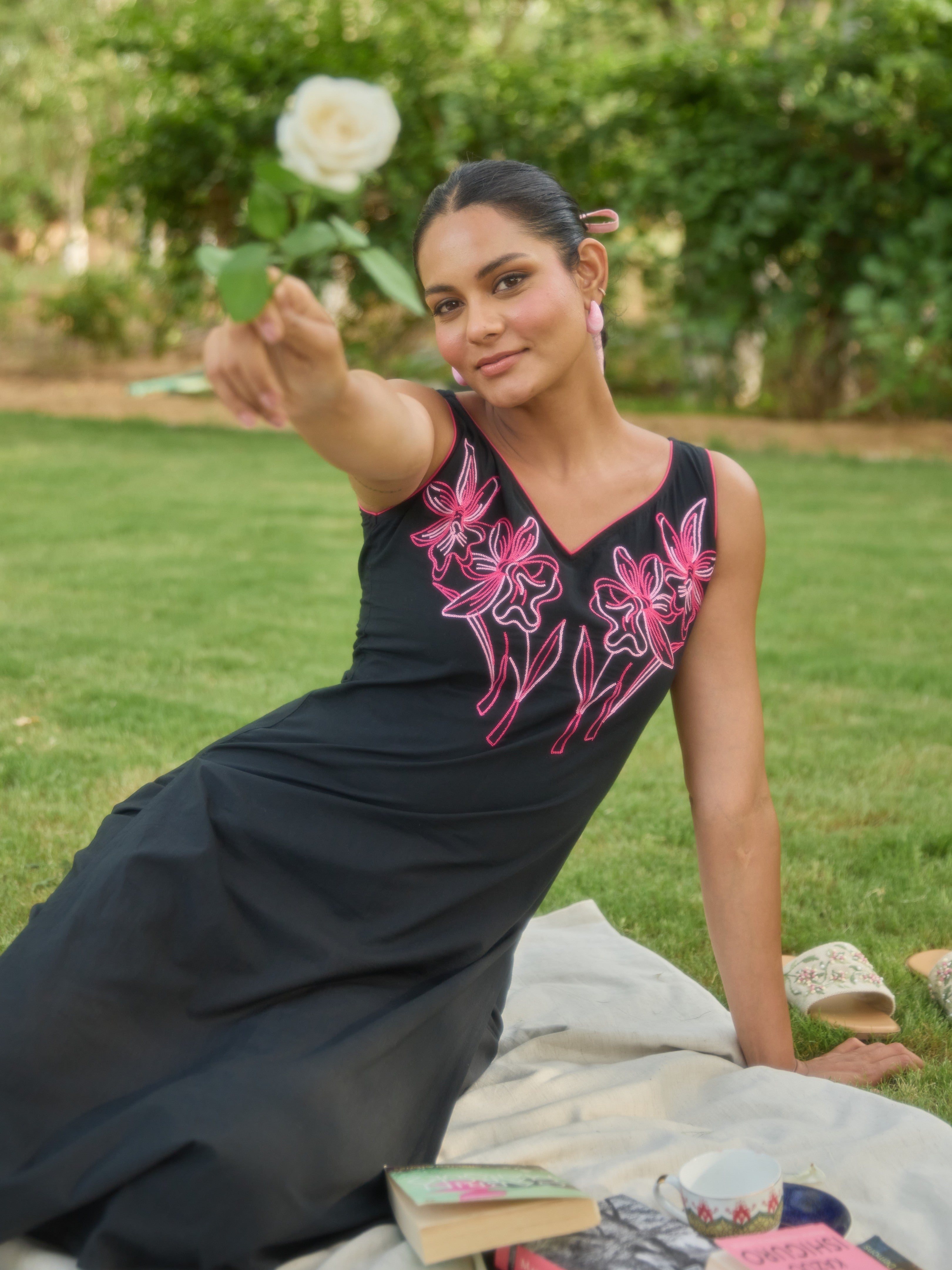 Women's Cotton Embroidered Straight Kurta Set