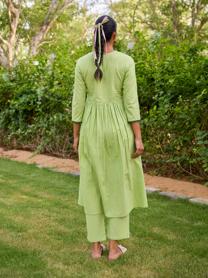 Women's Cotton Floral Embroidered Kurta Set