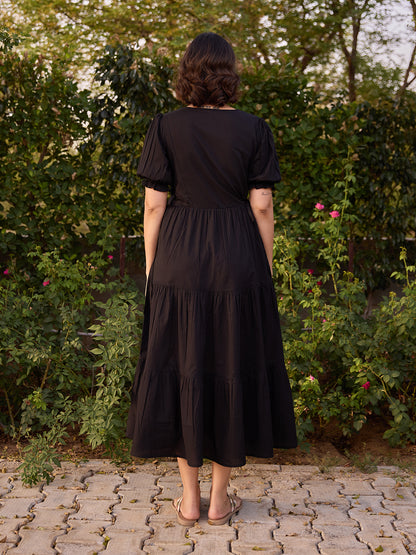 Women's Cotton Embroidered Flared Dress