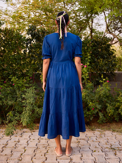 Women's Cotton Embroidered Flared Long Dess