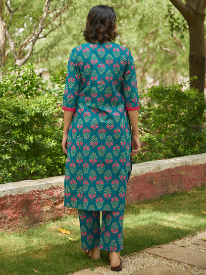 Women's  Printed Cotton Kurta Set