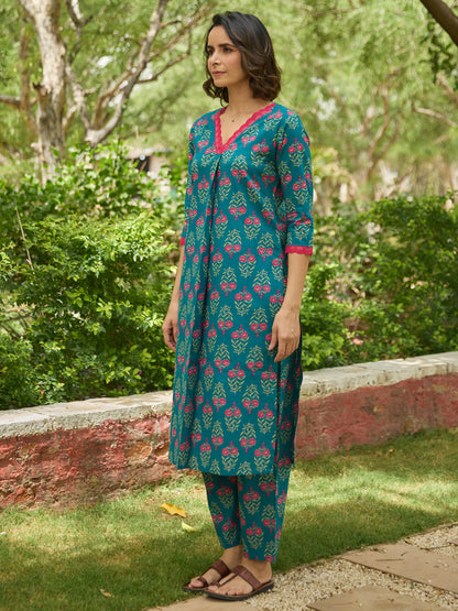 Women's  Printed Cotton Kurta Set