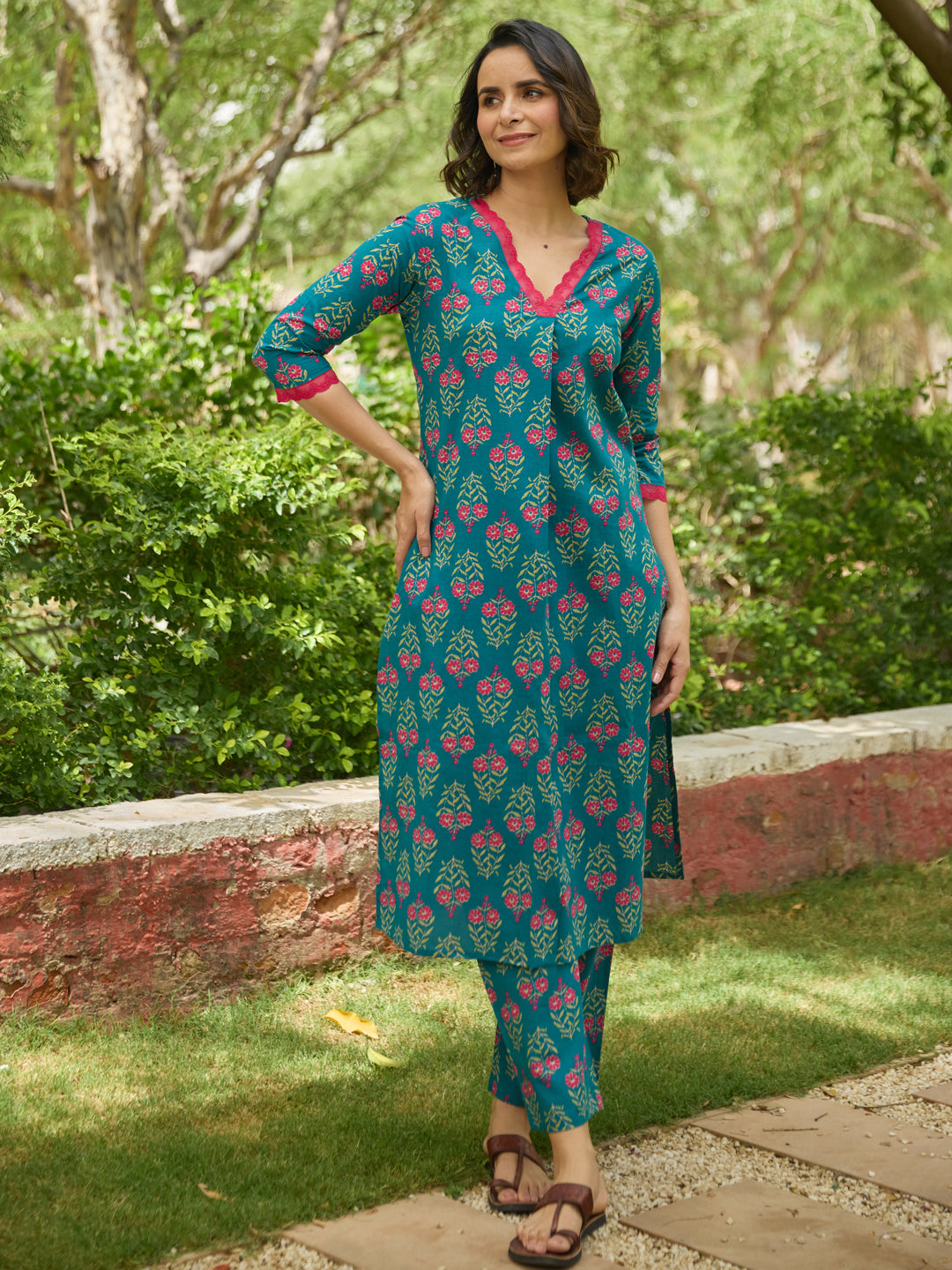 Women's  Printed Cotton Kurta Set