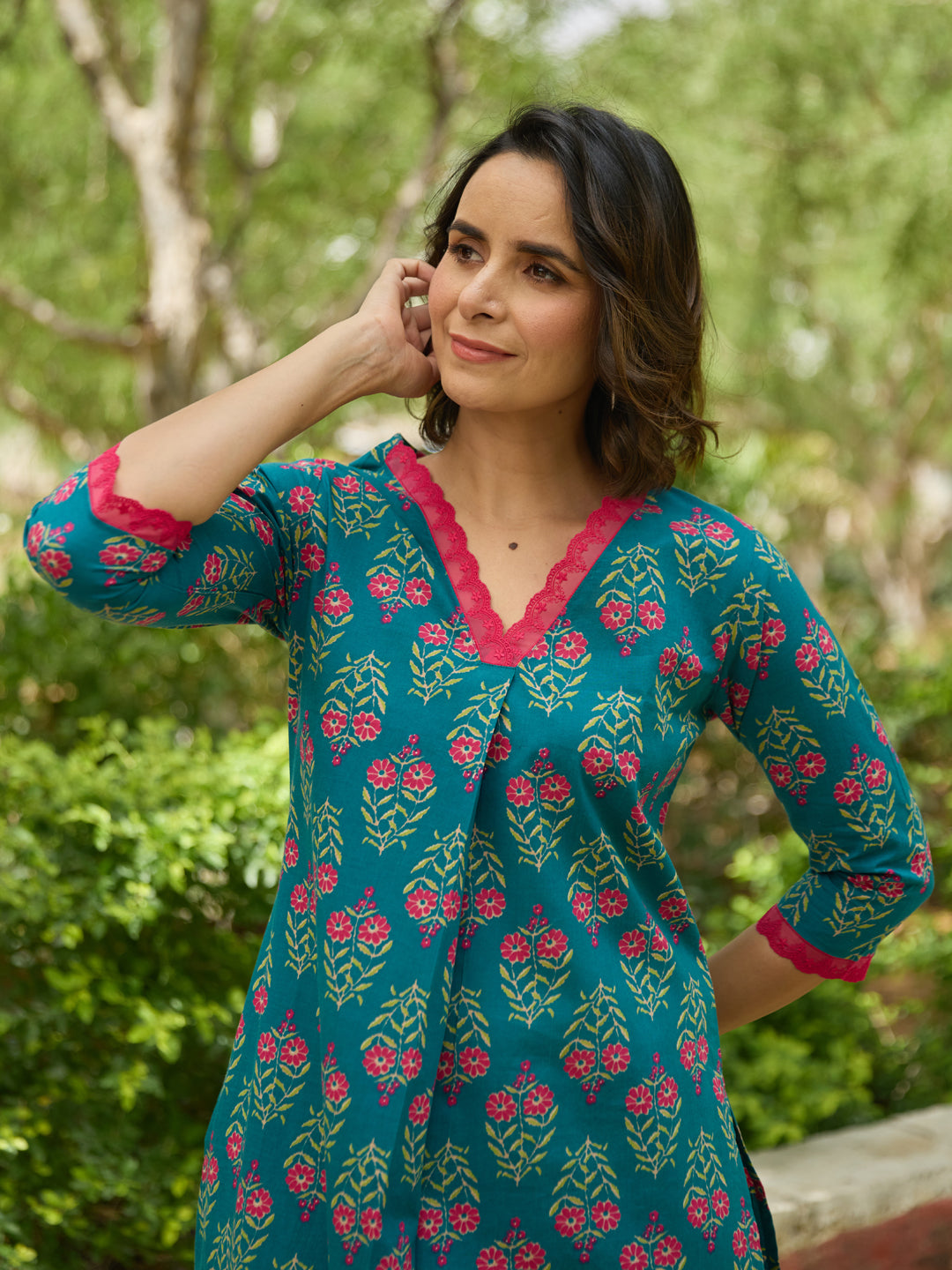 Women's  Printed Cotton Kurta Set