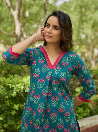 Women's  Printed Cotton Kurta Set