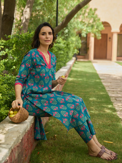 Women's  Printed Cotton Kurta Set