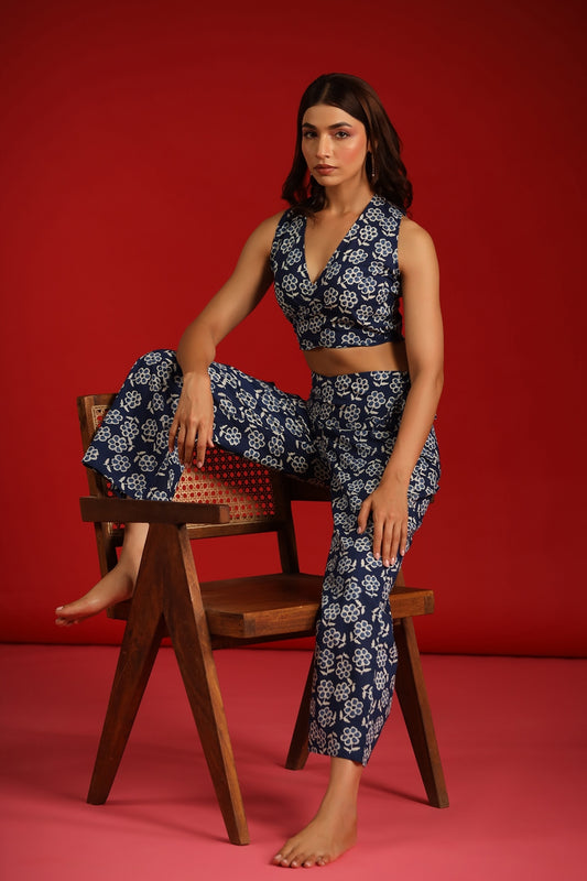 Women's Wrap Top With Straight Trousers