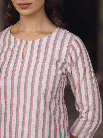Women's Cotton Striped Straight Kurta with Pants