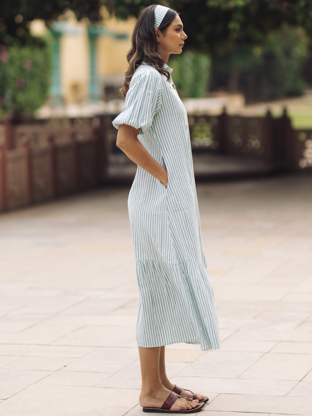 Buy Women's Blue Cotton Button Down Dress Online in India