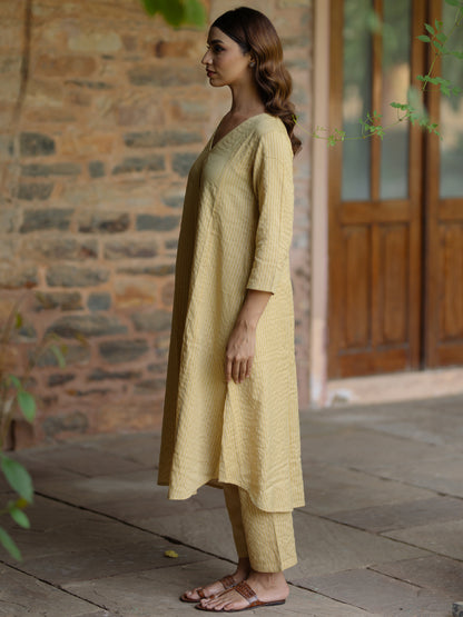Women's Cotton A line Kurta with Pants