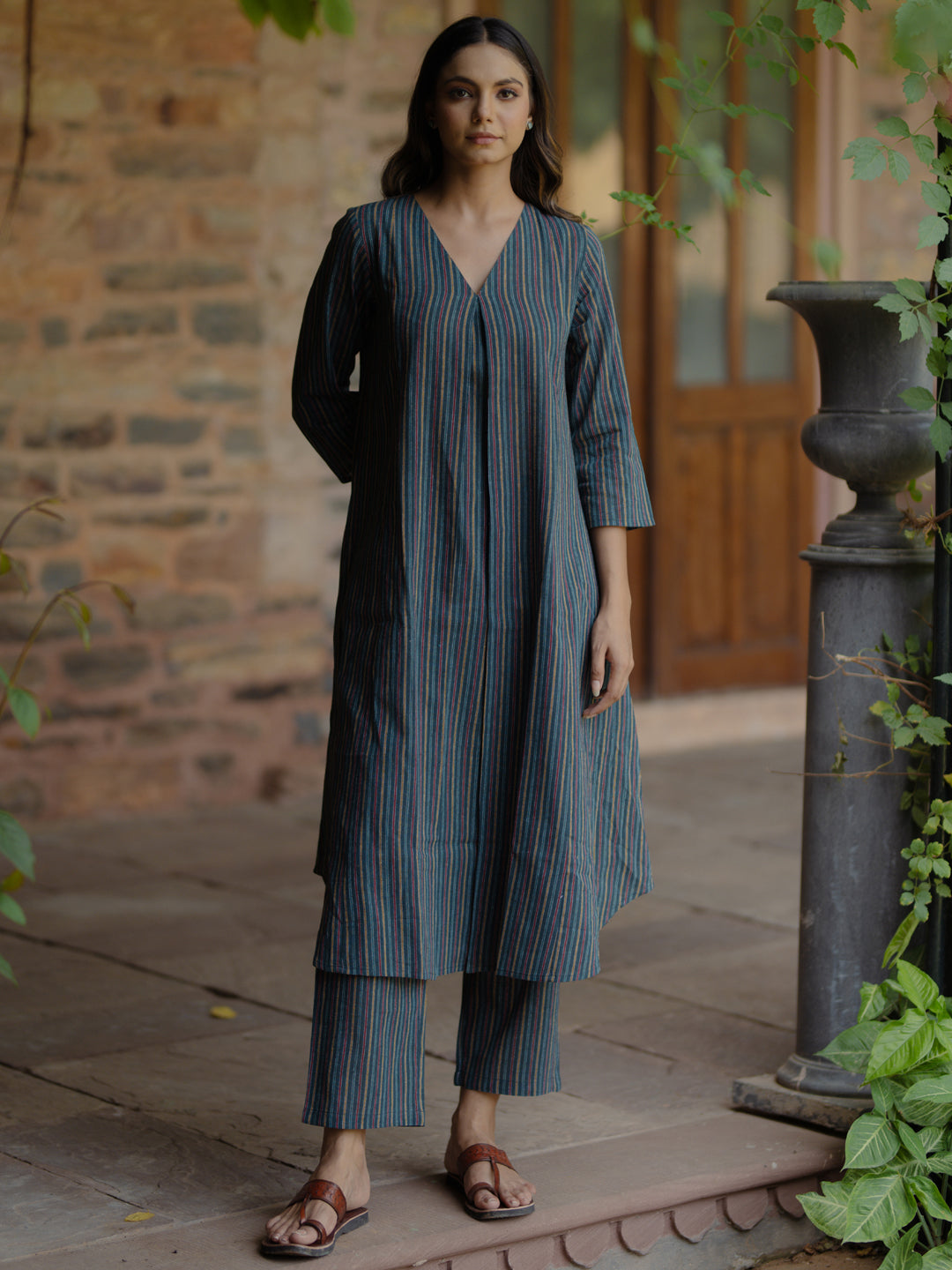 Women's Cotton A line Kurta with Pants