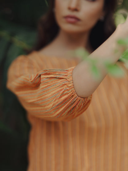 Women's Mustard Cotton Short Kurta with Trousers