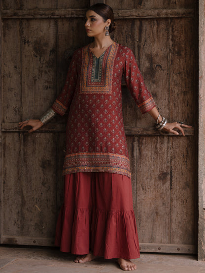 Women's Sequinned Sharara Suit Set