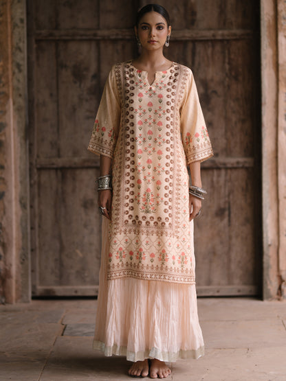 Women's Sequinned Straight Kurta With Skirt