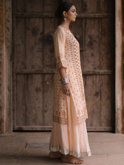 Women's Sequinned Straight Kurta With Skirt