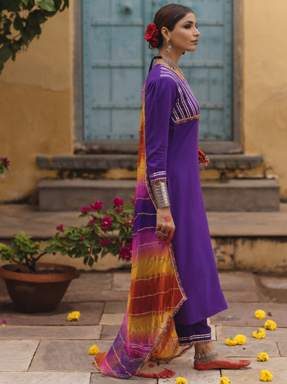 Women's Kurta Set with Multi Coloured Dupatta