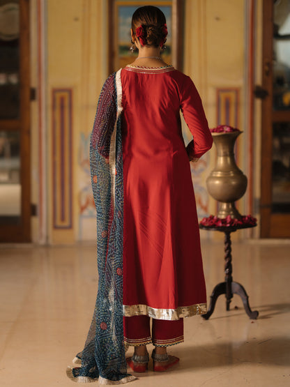 Women's Angrakha Set with Bandhni Dupatta