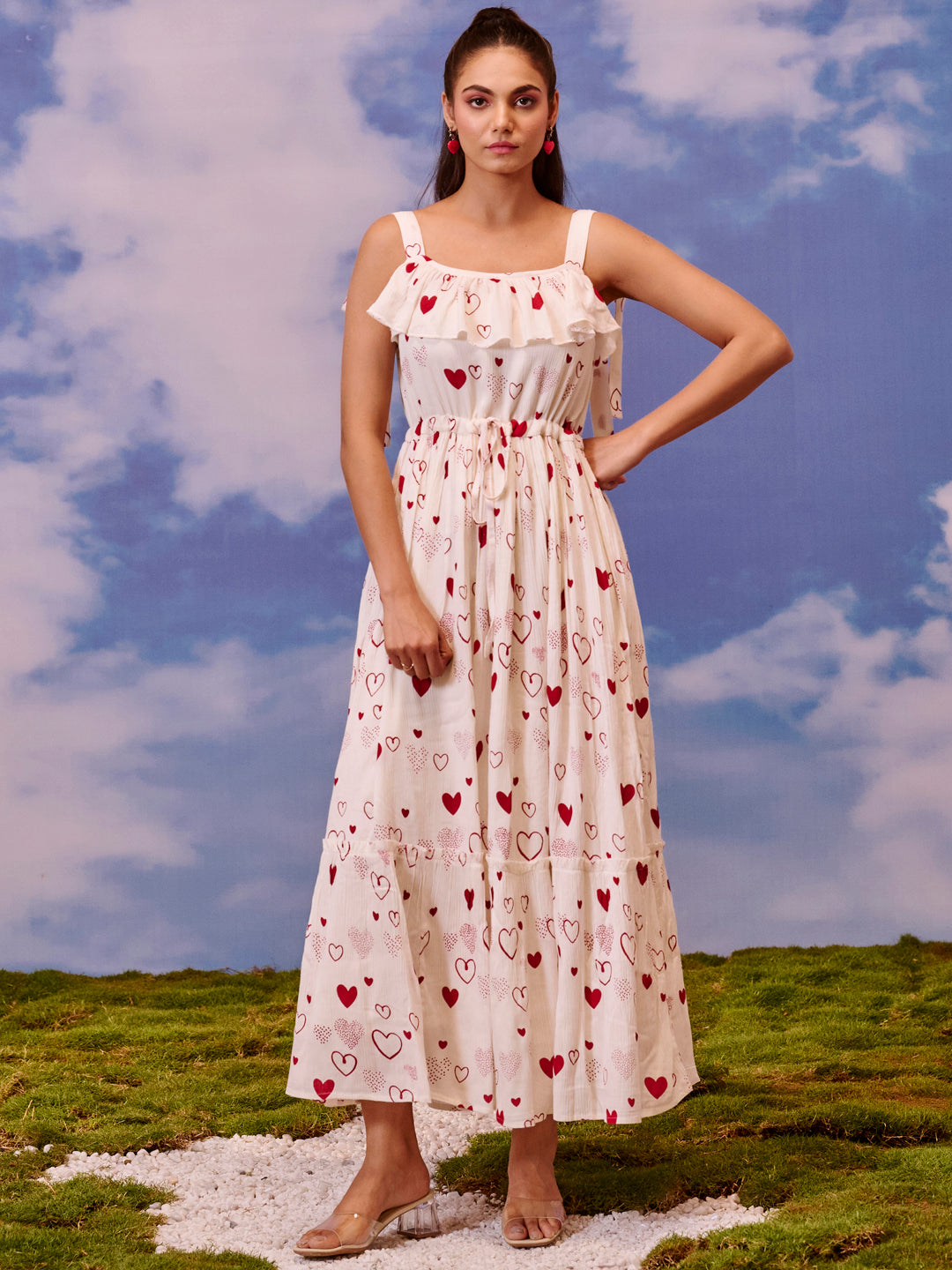 Women's long dress with tie up straps XS