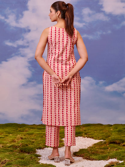 Women's Cotton Polka Dot Kurta With Trouser