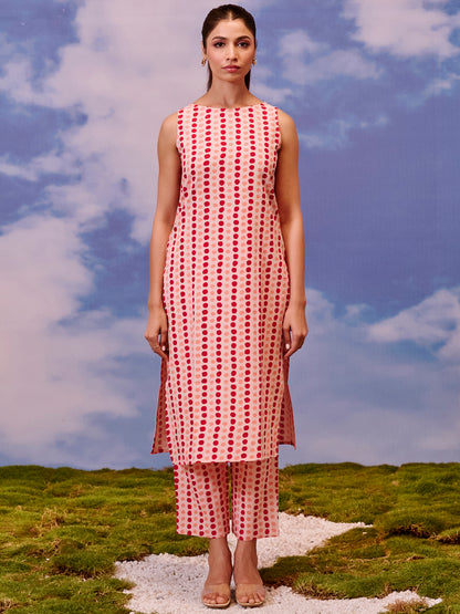 Women's Cotton Polka Dot Kurta With Trouser