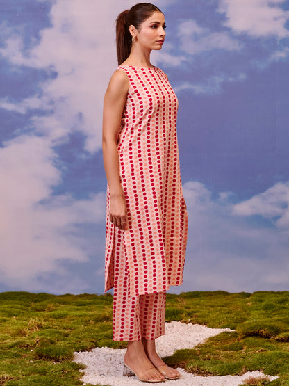 Women's Cotton Polka Dot Kurta With Trouser