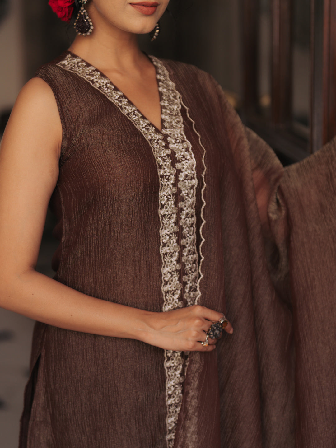 Women Embroidered Yellow Anarkali Kurta Set With Printed Dupatta