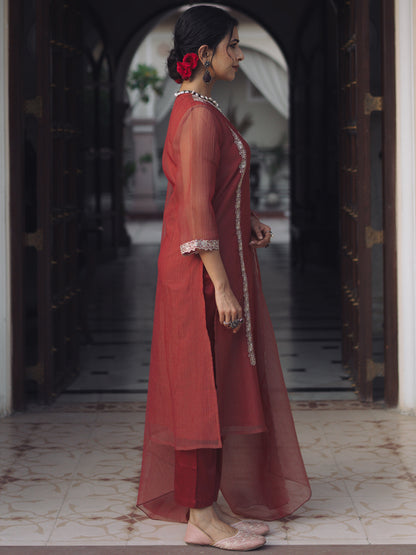 Women's Embroidered Straight Kurta Set with Dupatta