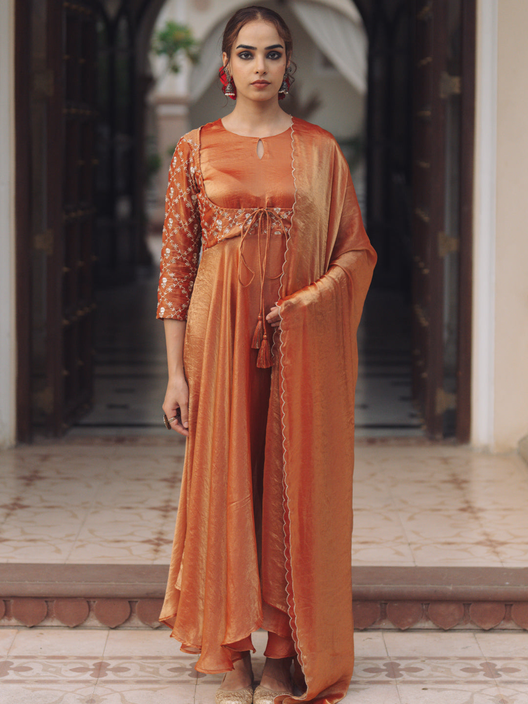 Women's Embroidered Flared Anarkali Kurta Set with Dupatta