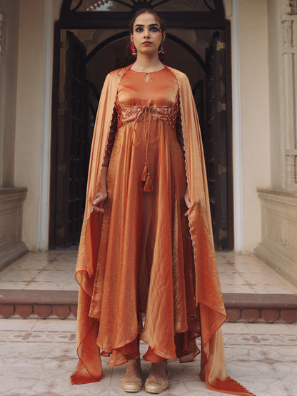 Women's Embroidered Flared Anarkali Kurta Set with Dupatta