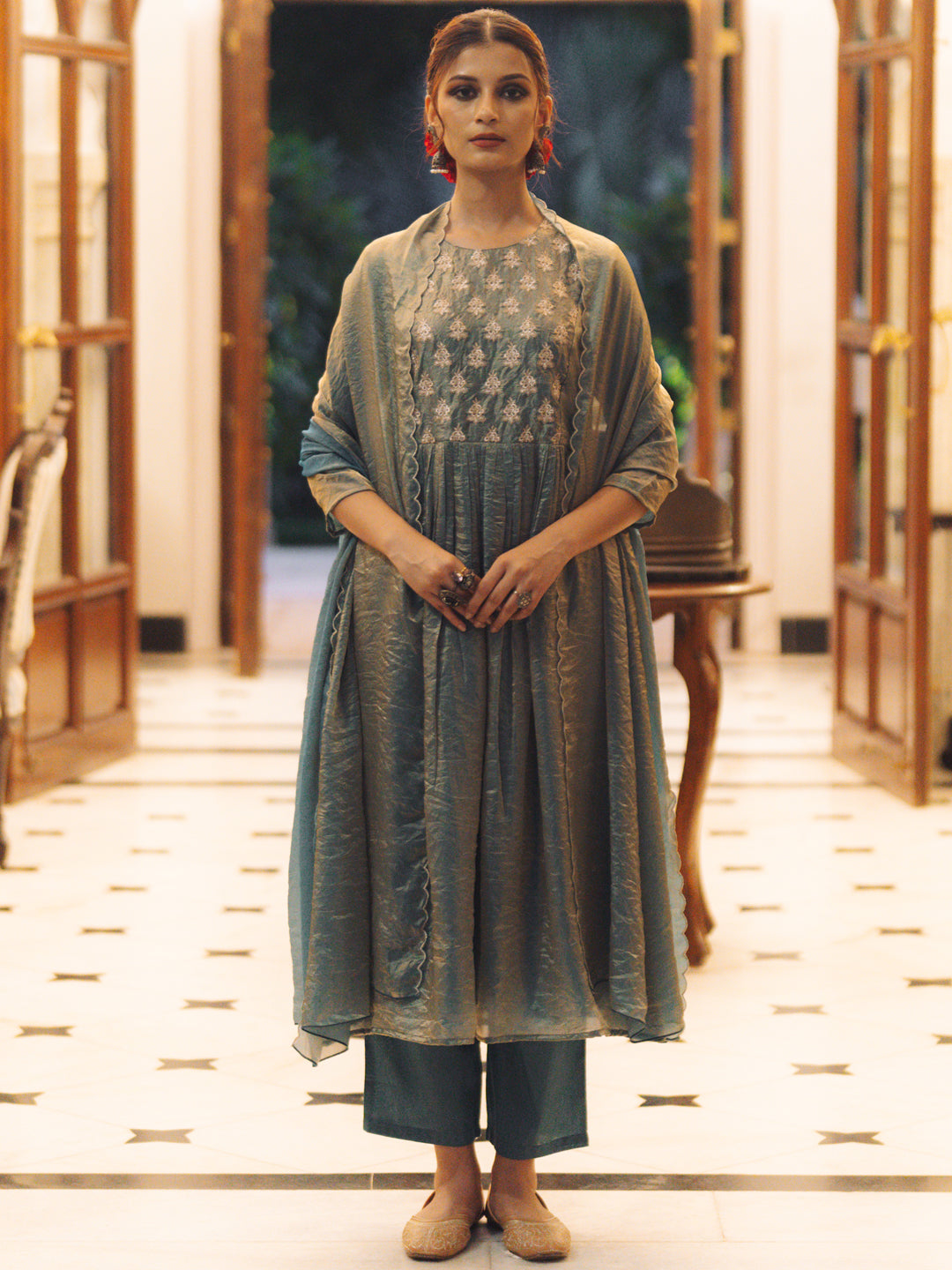 Women's Embroidered Kurta Set with Dupatta