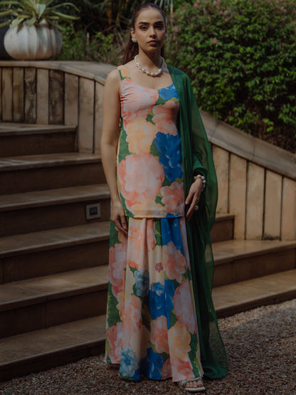 Women's Georgette kurta With Skirt And Dupatta