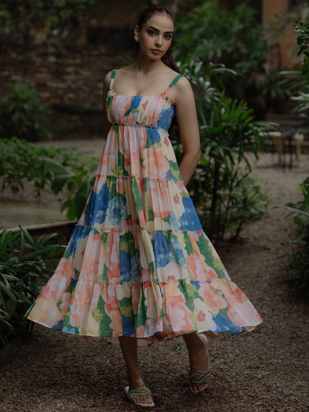 Women's Georgette Printed Tier Dress