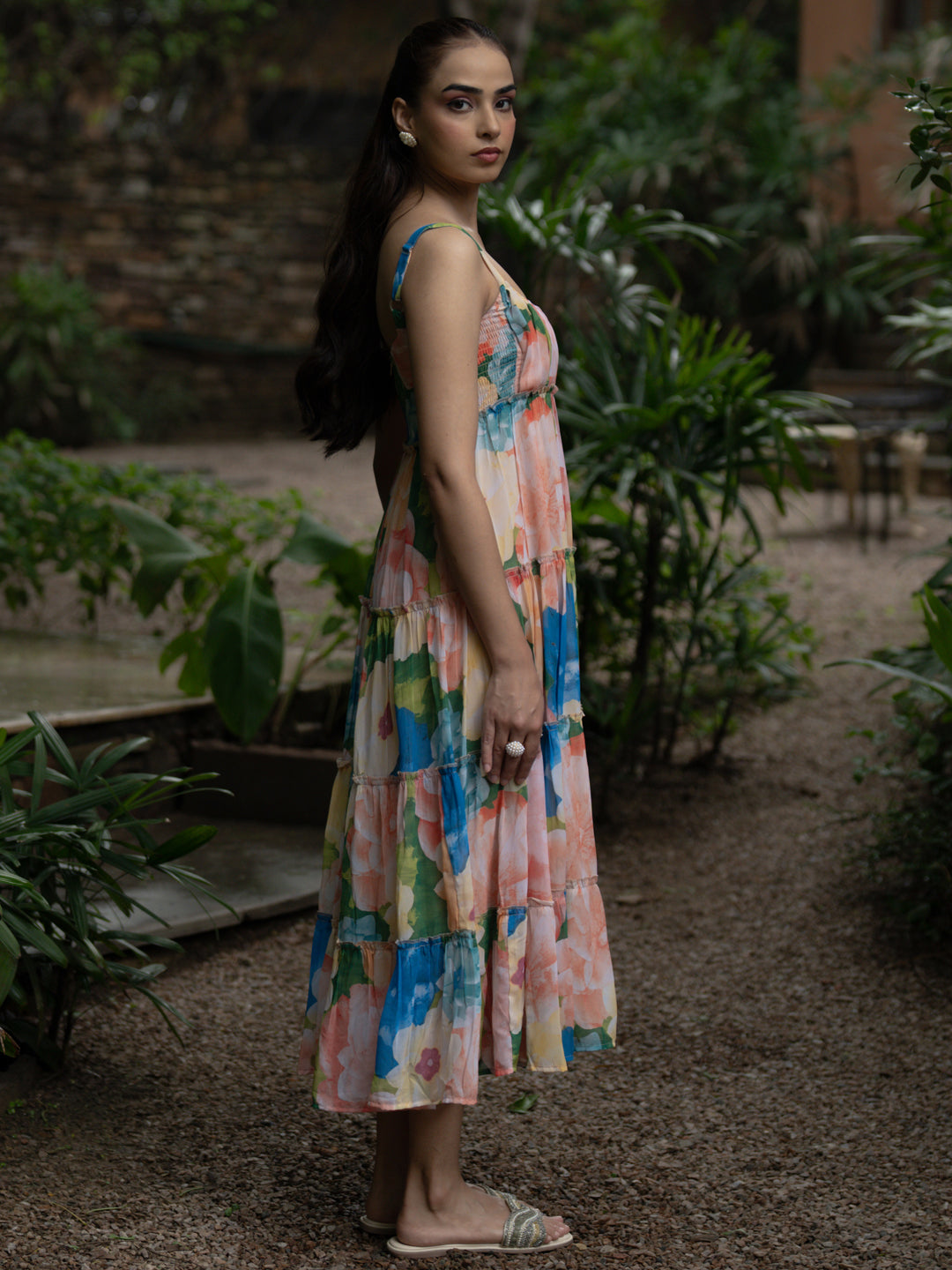 Buy Women's Georgette Printed Tier Dress Online in India