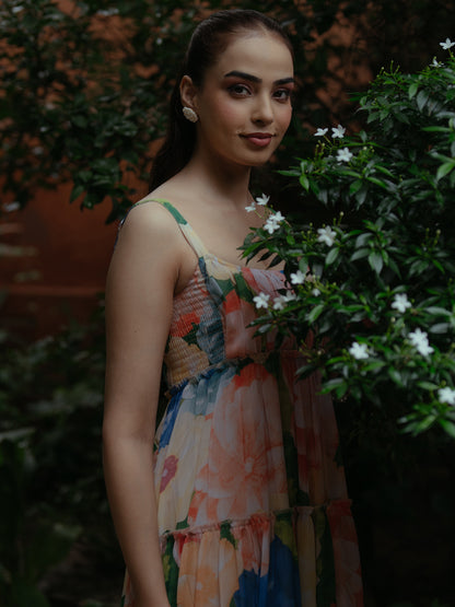 Women's Georgette Printed Tier Dress