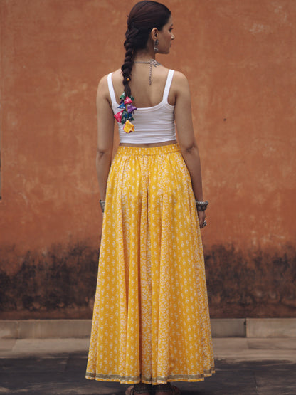 Women's Yellow flared Maxi Skirt