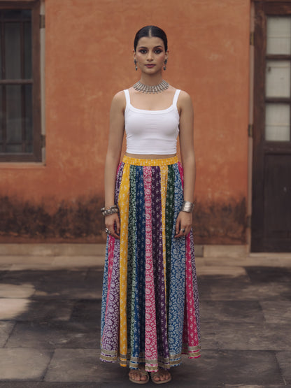 Women's Multicolor flared Maxi Skirt