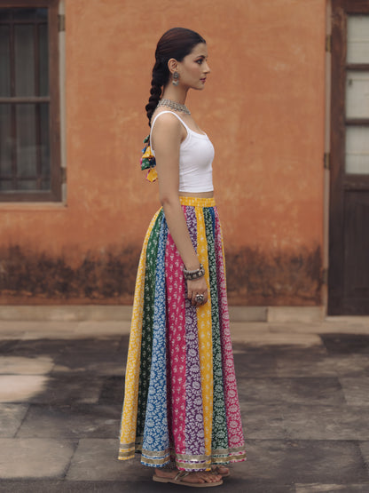 Women's Multicolor flared Maxi Skirt