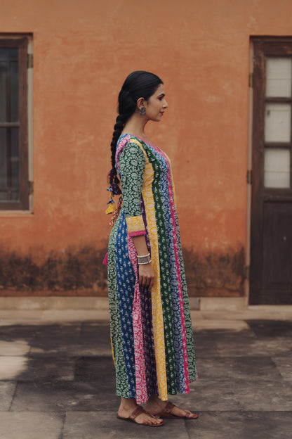 Buy Women's Cotton Panelled Long Dress Online in India