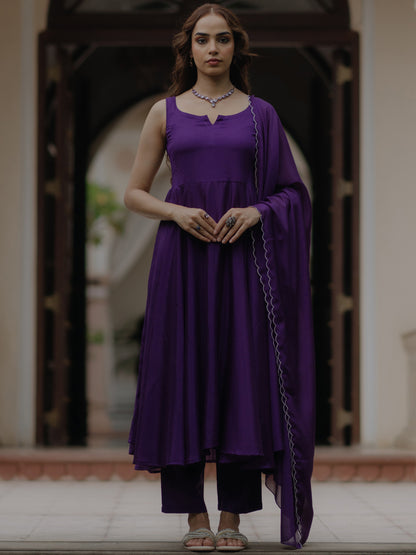Women's Flared Anarkali Kurta Set with Dupatta