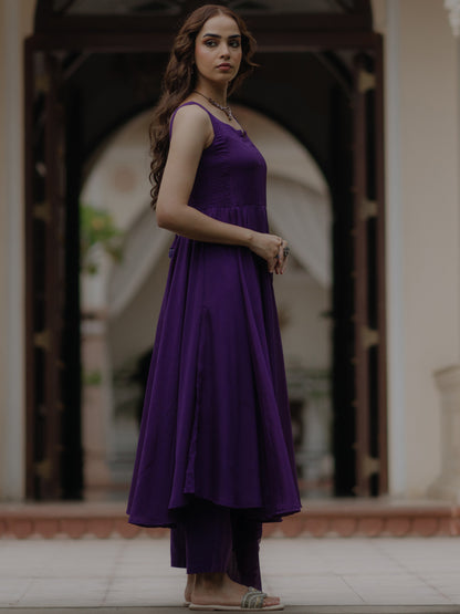 Women's Flared Anarkali Kurta Set with Dupatta