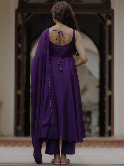 Women's Flared Anarkali Kurta Set with Dupatta