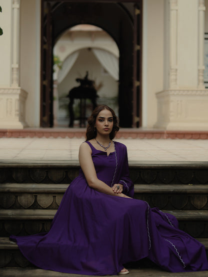 Women's Flared Anarkali Kurta Set with Dupatta