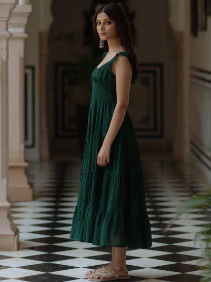 Women's Solid Fit and Flare Dress