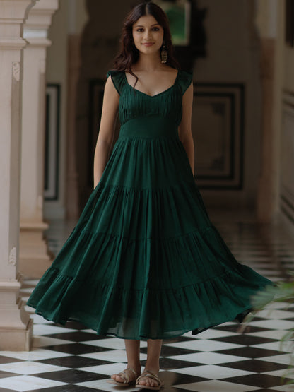 Women's Solid Fit and Flare Dress