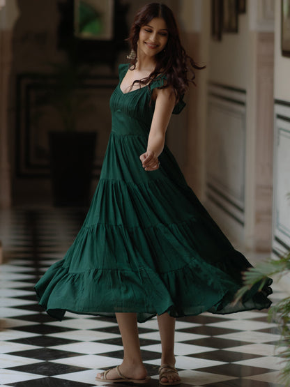 Women's Solid Fit and Flare Dress