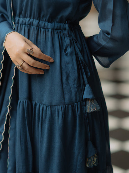 Women's Tiered Anarkali Kurta Set with Dupatta