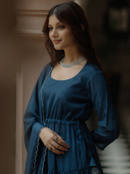 Women's Tiered Anarkali Kurta Set with Dupatta