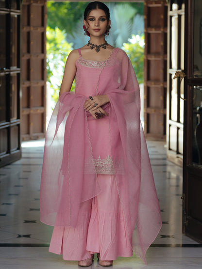 Women's Embroidered Sharara Set with Dupatta