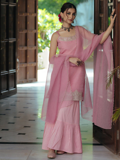 Women's Embroidered Sharara Set with Dupatta