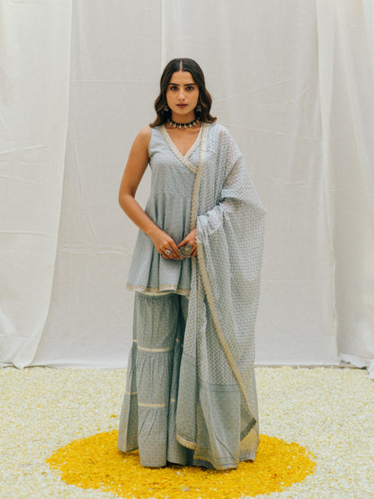 Women's Printed Peplum Sharara Set